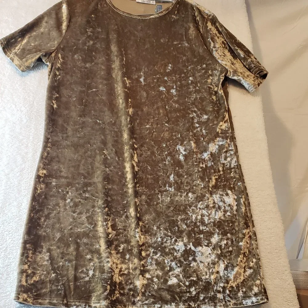NWT R. Vivimos Crushed Gold Velvet Mini Dress Size L - Picture 5 of 5
